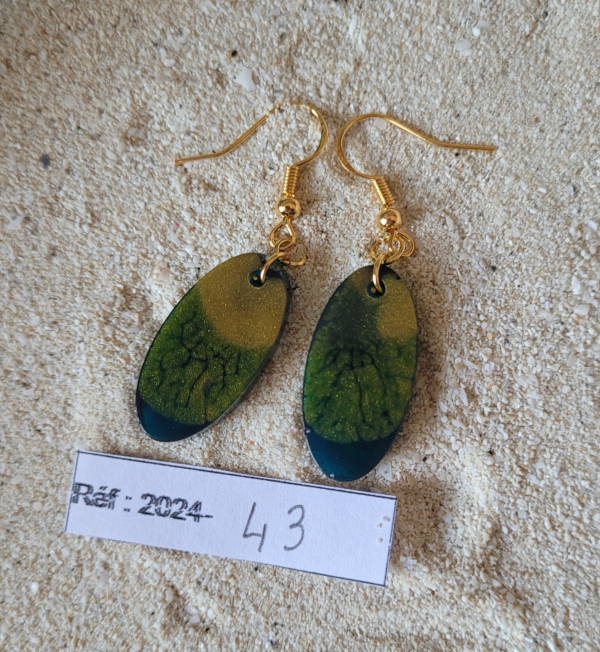 Réf 2024-43# Boucles d'oreilles dégradé de bleu vert et jaune