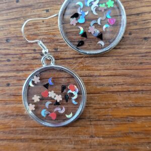 13 - Pendant d'oreilles argenté a paillettes