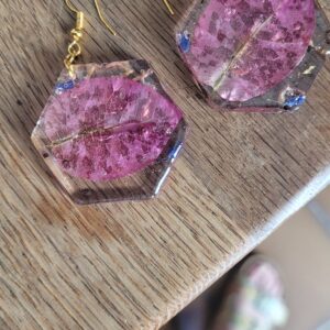 7 - Boucles d'oreilles transparentes fleurs séchées 6 cm